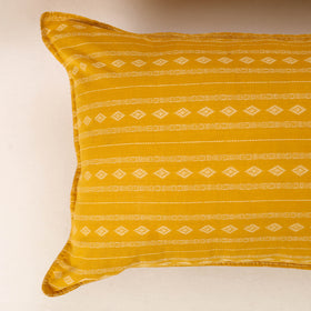 Yellow Set of 2 Jacquard Cotton Pillow Covers