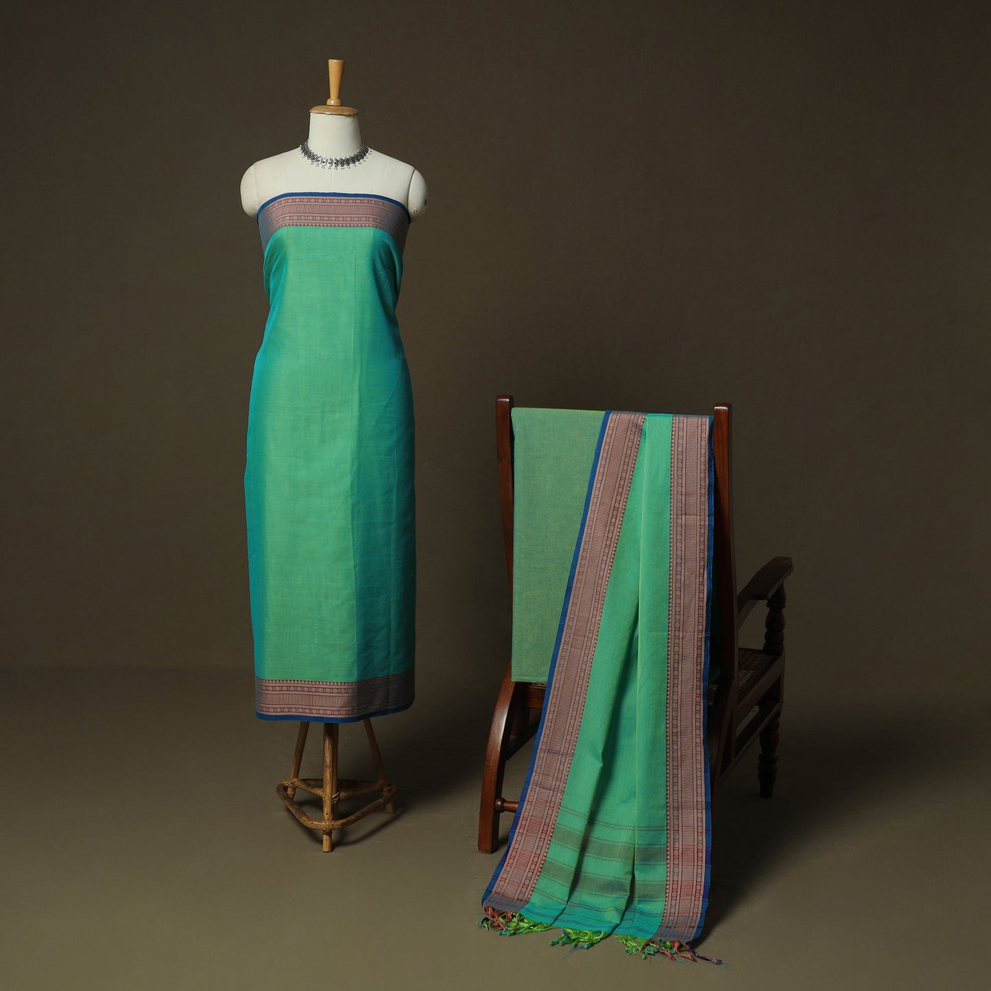 Dharwad Woven Cotton 3pc Unstitched Dress Material Suit Set 07