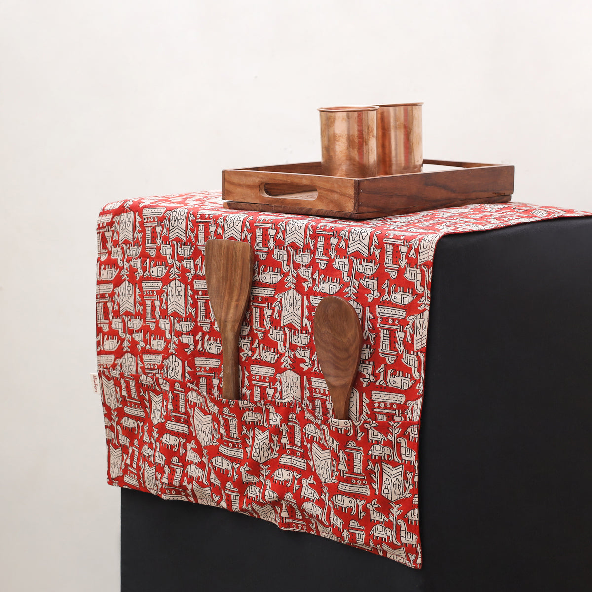 Handmade Fridge Top Cover with 6 Side Utility Pockets 09