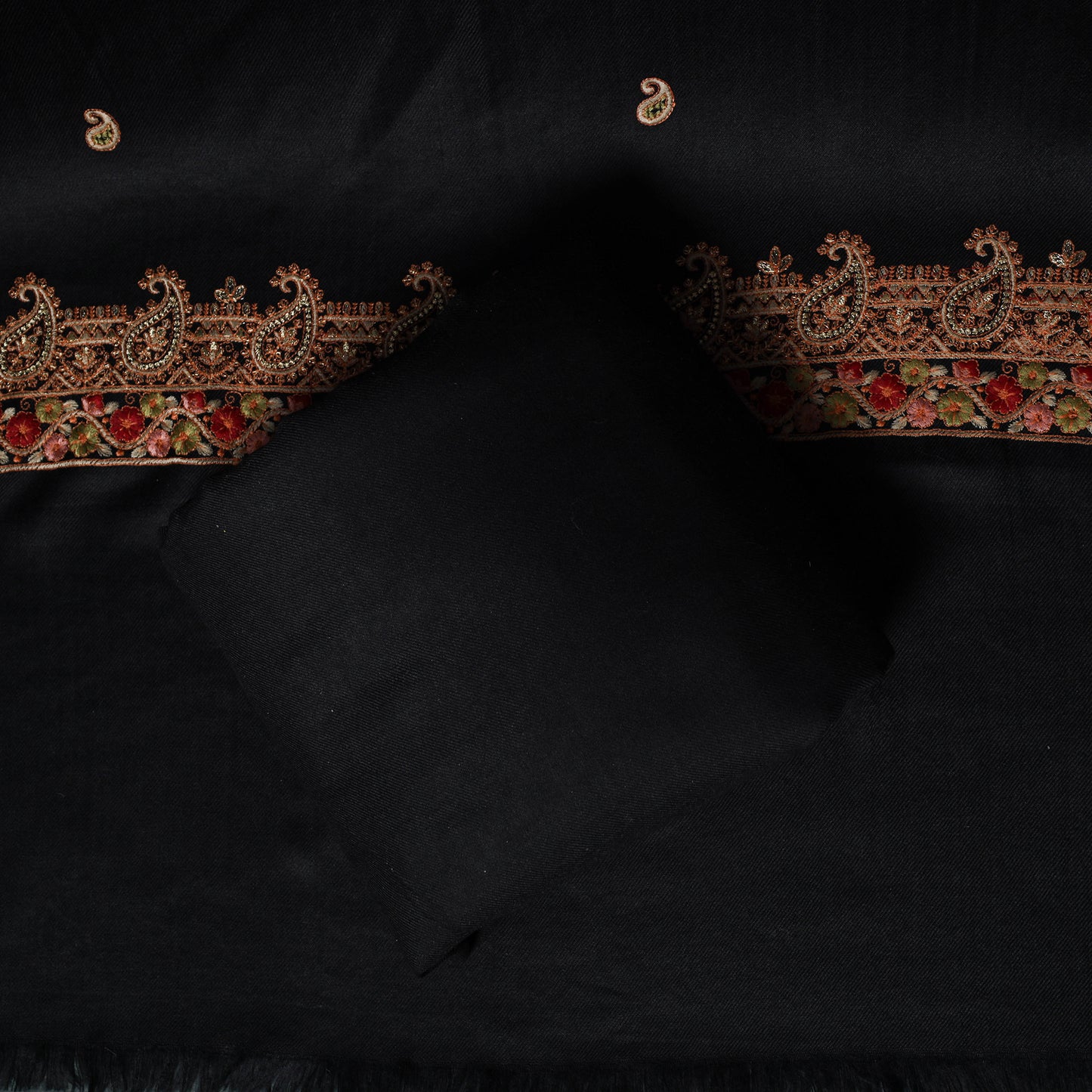 3pc Heavy Embroidered Wool Unstitched Dress Material Suit Set 14