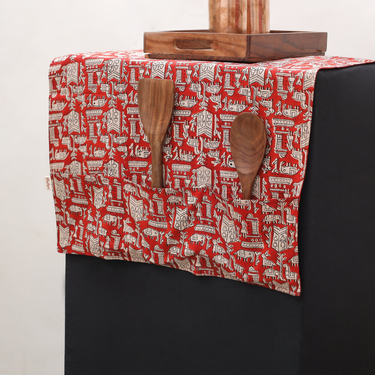 Handmade Fridge Top Cover with 6 Side Utility Pockets 09