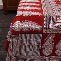 Red - Cotton Bagh Print Double Bedsheet with Pillow Covers 01