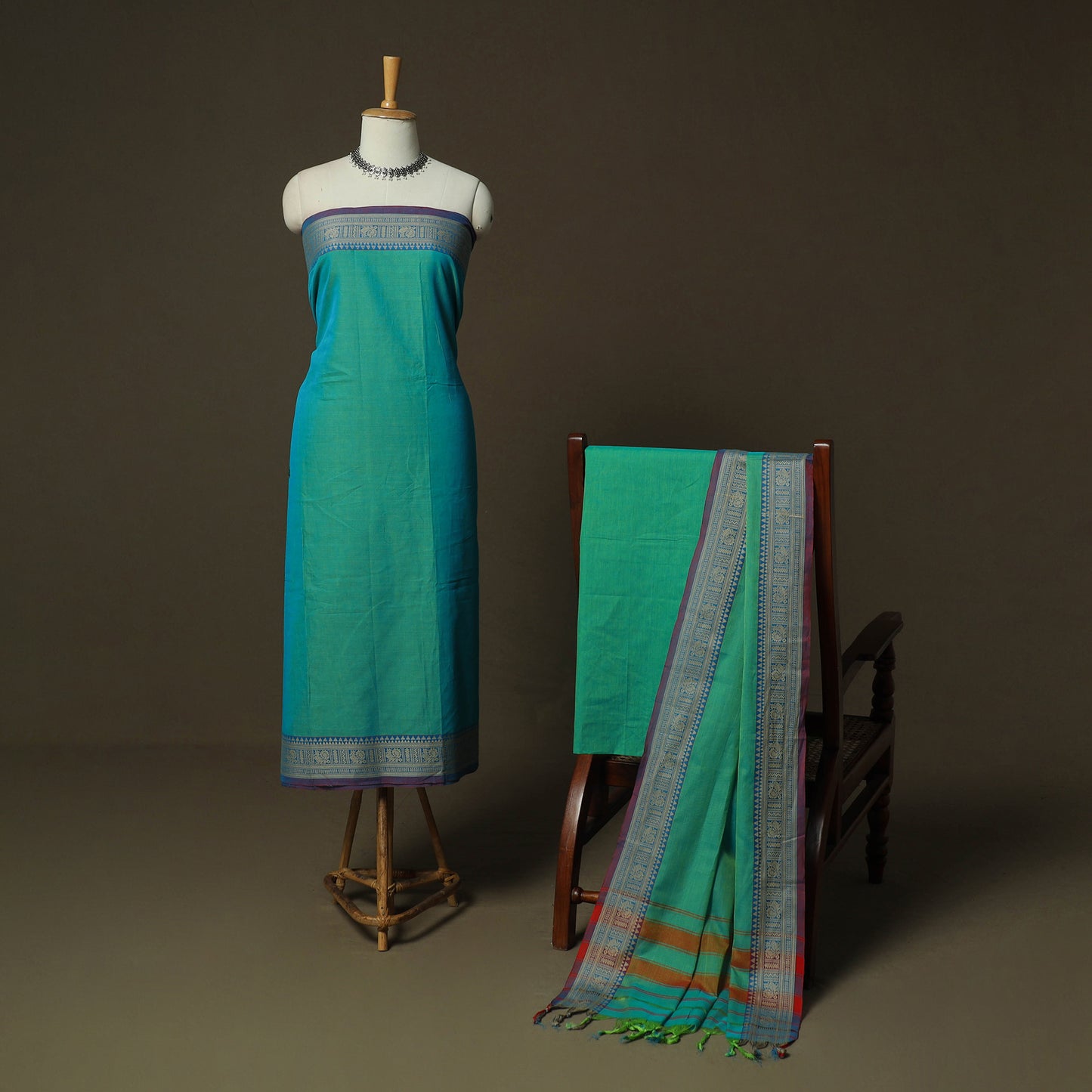 Dharwad Woven Cotton 3pc Unstitched Dress Material Suit Set 08