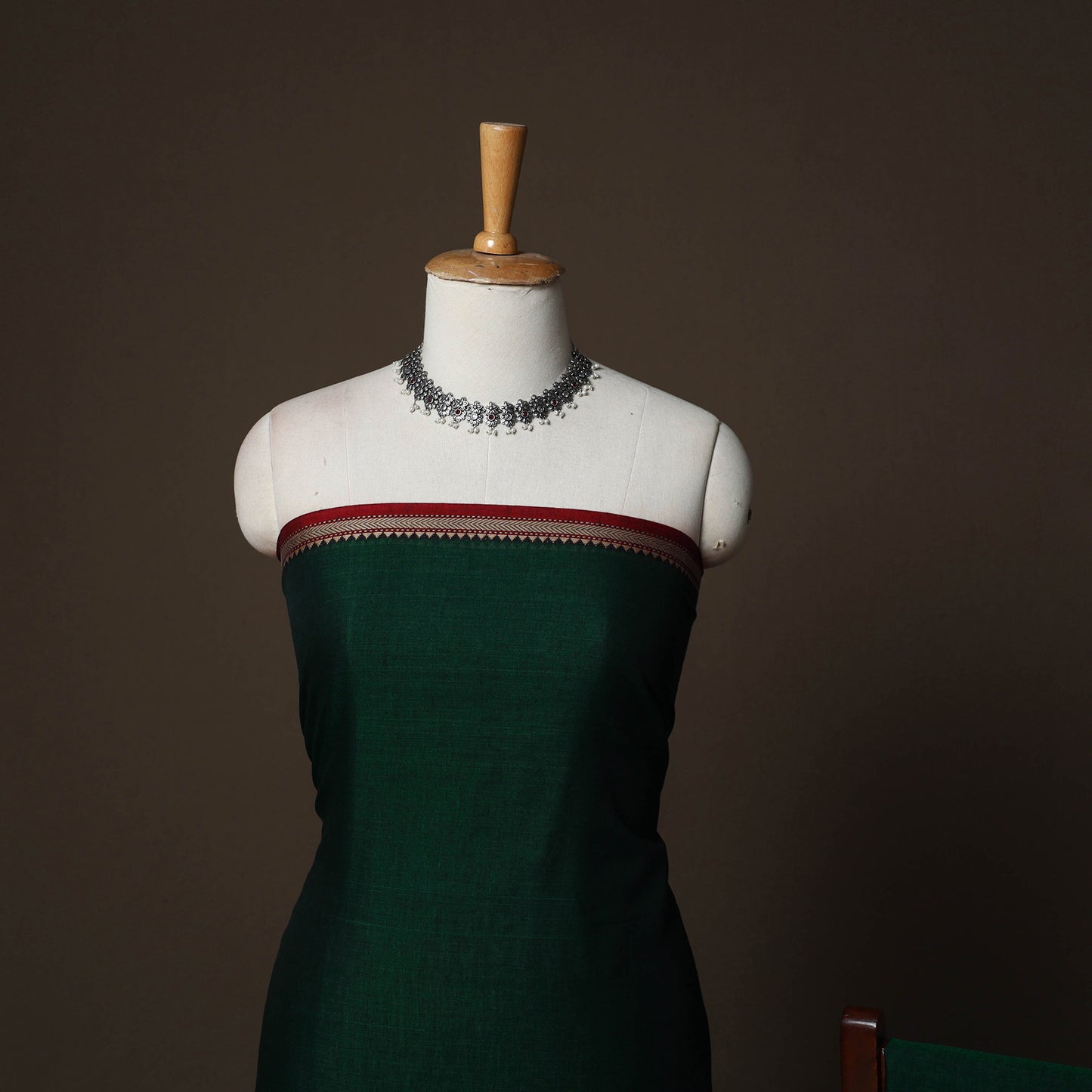 Dharwad Cotton 3pc Plain Unstitched Dress Material Suit Set with Woven Border 05