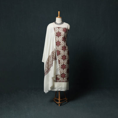3pc Heavy Chain Stitch Embroidered Wool Unstitched Dress Material Suit Set 17