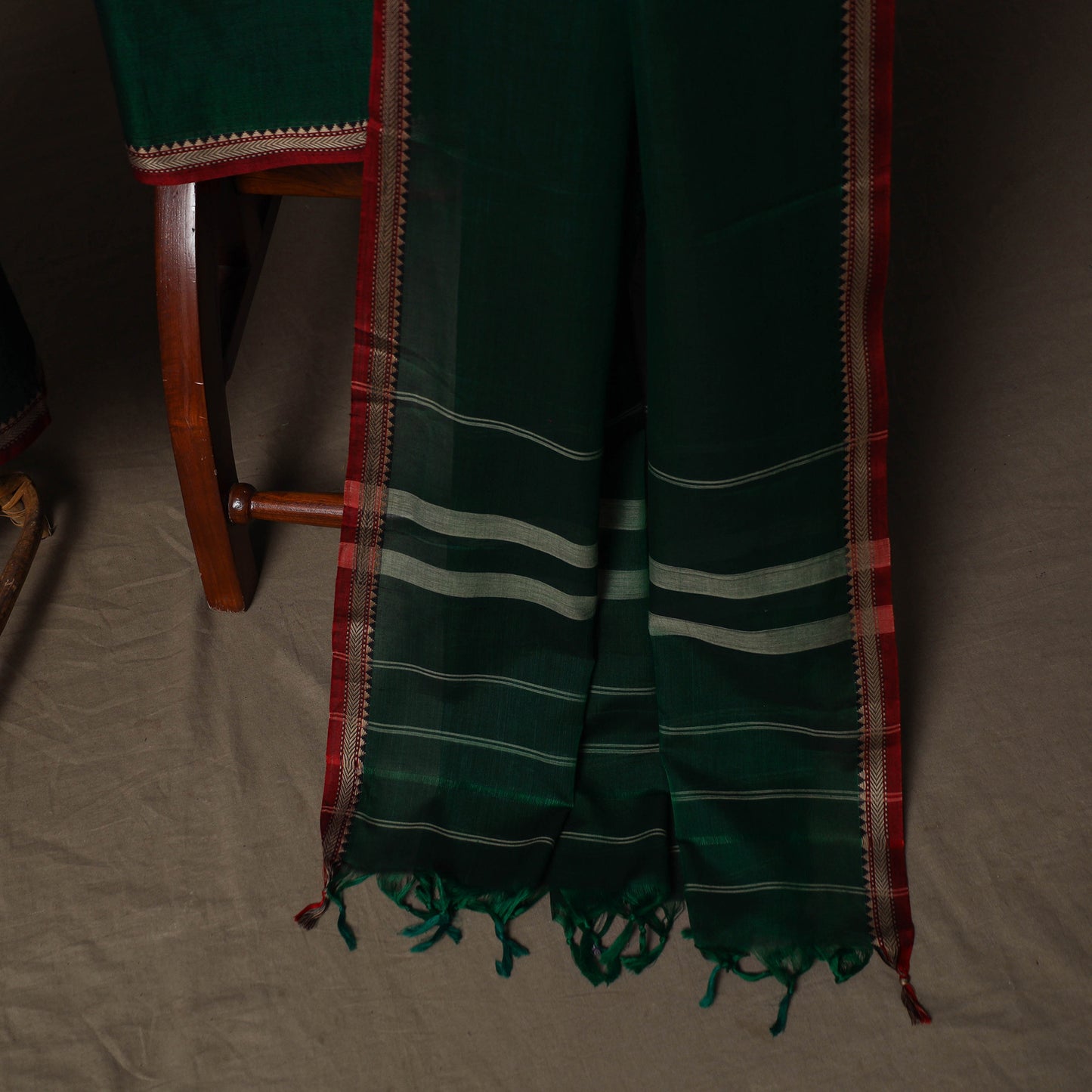 Dharwad Cotton 3pc Plain Unstitched Dress Material Suit Set with Woven Border 05
