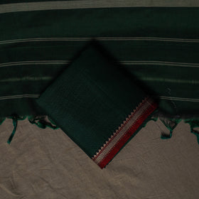 Dharwad Cotton 3pc Plain Unstitched Dress Material Suit Set with Woven Border 05