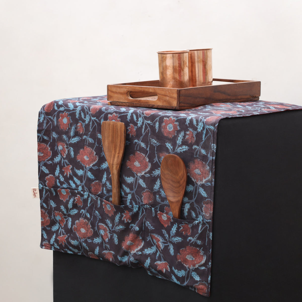 Handmade Fridge Top Cover with 6 Side Utility Pockets 13