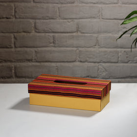 Yellow Handcrafted Mashru Silk Fabric Tissue Box 