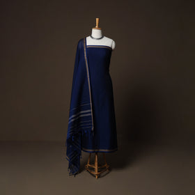 Dharwad Cotton 3pc Plain Unstitched Dress Material Suit Set with Woven Border 06