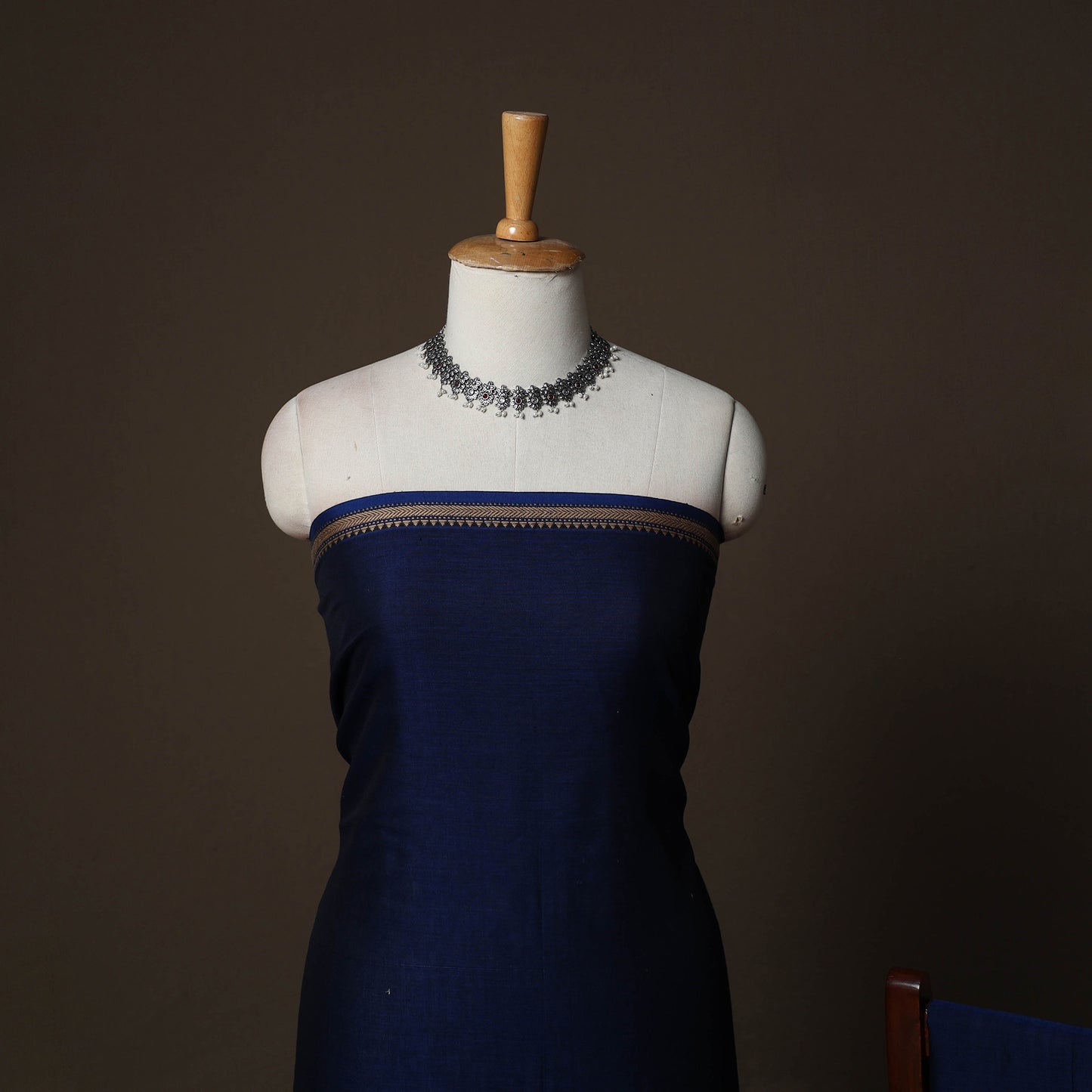 Dharwad Cotton 3pc Plain Unstitched Dress Material Suit Set with Woven Border 06