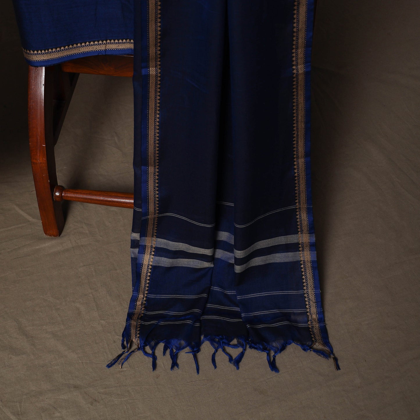 Dharwad Cotton 3pc Plain Unstitched Dress Material Suit Set with Woven Border 06