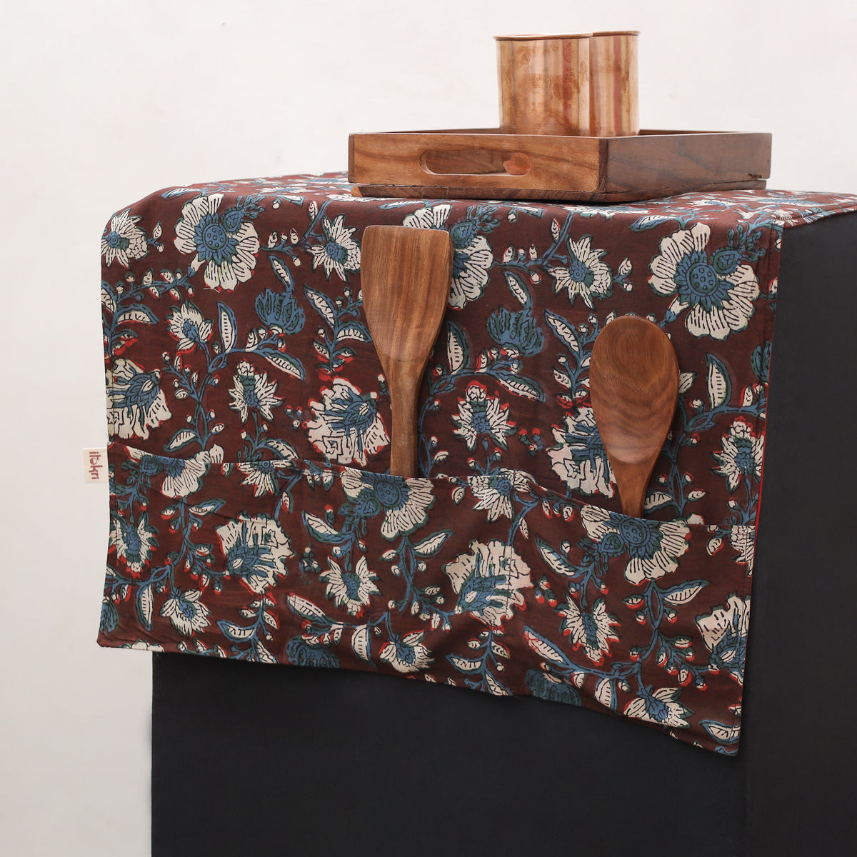 Handmade fridge top cover with 6 side utility pockets