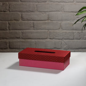  Pink Handcrafted Mashru Silk Fabric Tissue Box 