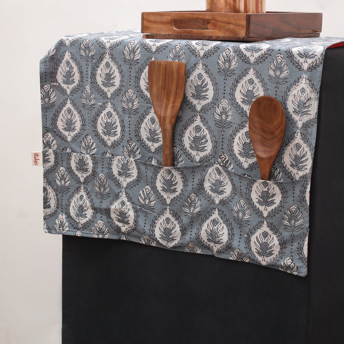 Handmade Fridge Top Cover with 6 Side Utility Pockets 17