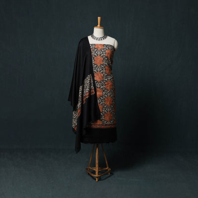 3pc Heavy Chain Stitch Embroidered Wool Unstitched Dress Material Suit Set 19