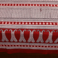 Red - Cotton Bagh Print Double Bedsheet with Pillow Covers 04