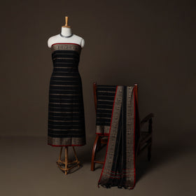 Dharwad Woven Cotton 3pc Plain Unstitched Dress Material Suit Set with Border 09
