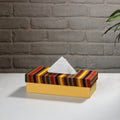 Yellow Handcrafted Mashru Silk Fabric Tissue Box 