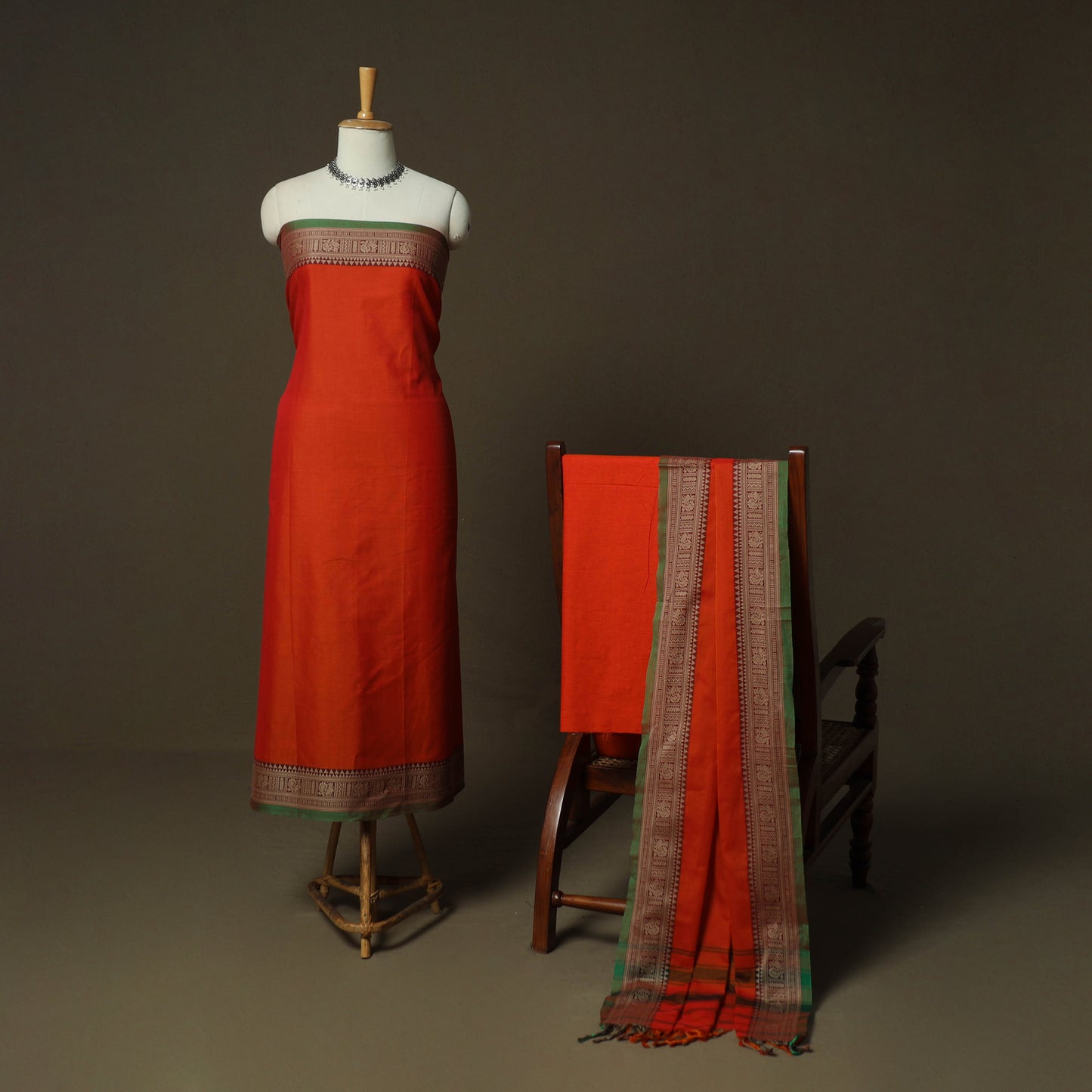 Dharwad Woven Cotton 3pc Unstitched Dress Material Suit Set 12