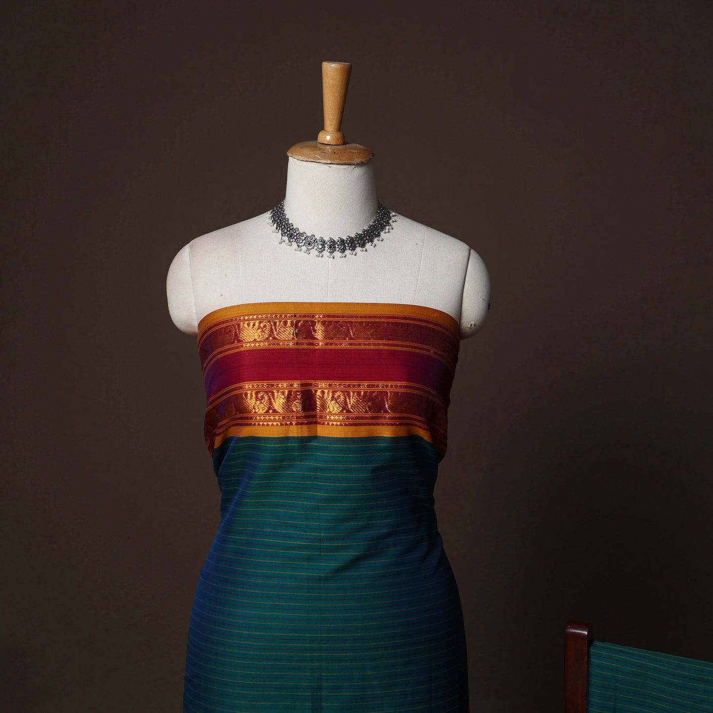Dharwad Cotton 3pc Plain Unstitched Dress Material Suit Set with Zari Border 10