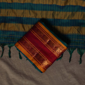 Dharwad Cotton 3pc Plain Unstitched Dress Material Suit Set with Zari Border 10