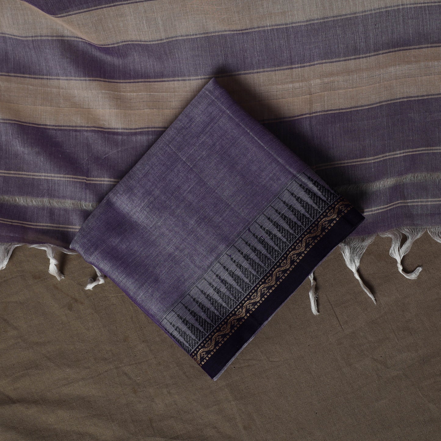 Dharwad Cotton 3pc Plain Unstitched Dress Material Suit Set with Woven Border 11