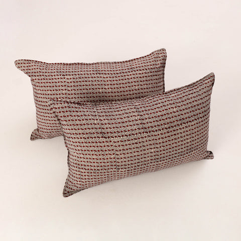 Set of 2 Red Bagh Block Print Cotton Pillow Covers