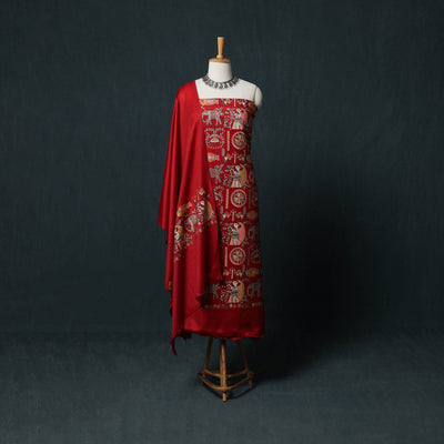 3pc Heavy Embroidered Wool Unstitched Dress Material Suit Set 23