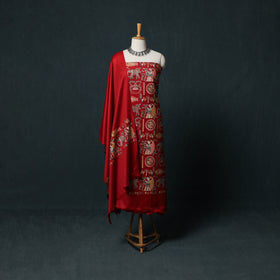 3pc Heavy Embroidered Wool Unstitched Dress Material Suit Set 23