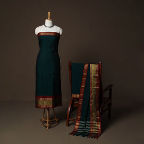Dharwad Cotton 3pc Plain Unstitched Dress Material Suit Set with Zari Border 12