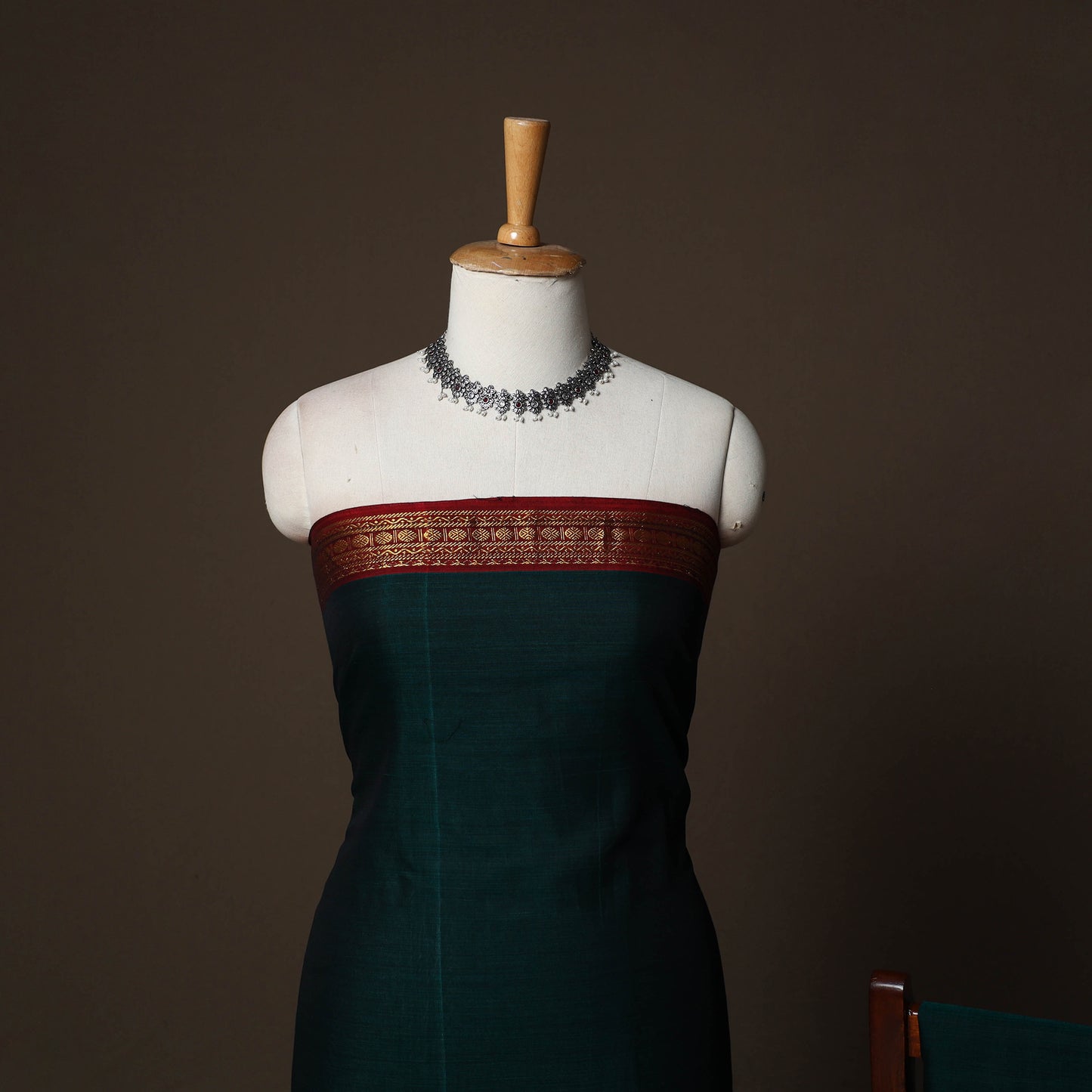 Dharwad Cotton 3pc Plain Unstitched Dress Material Suit Set with Zari Border 12