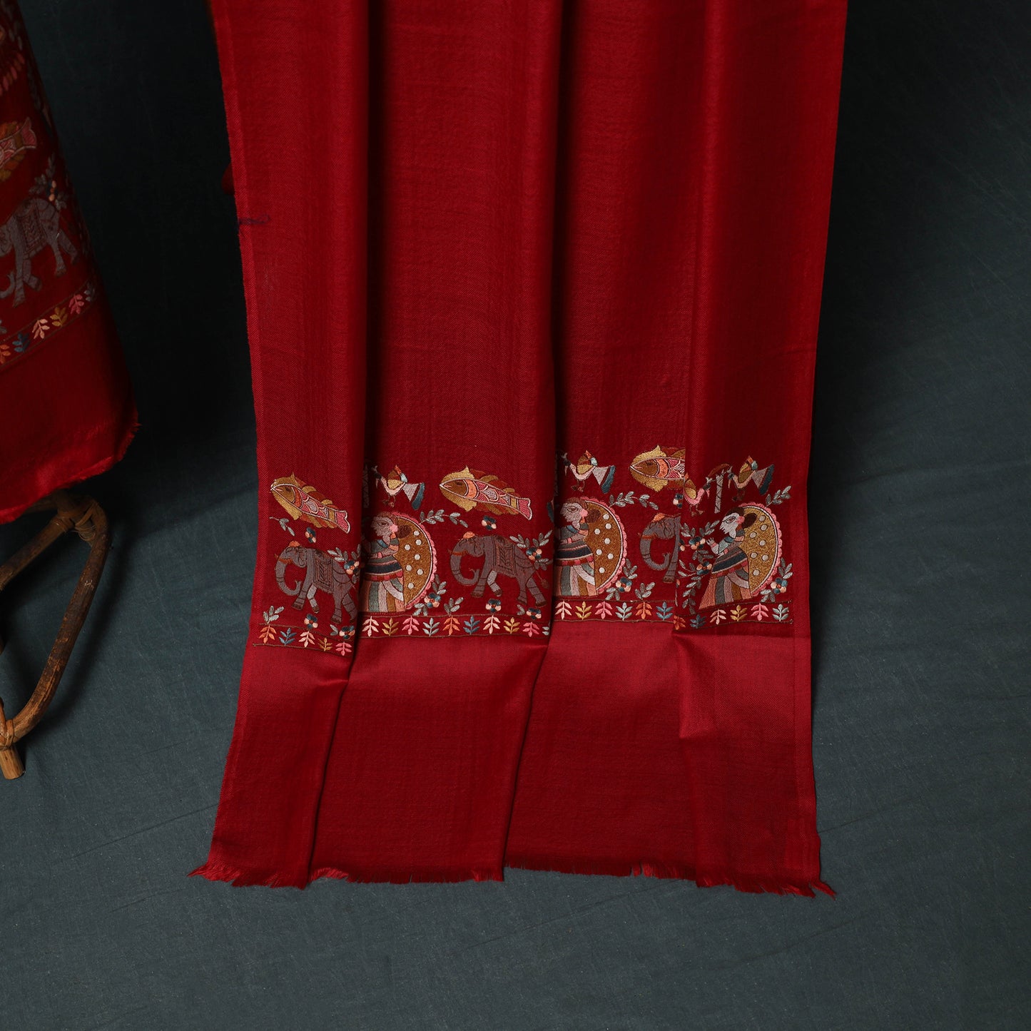 3pc Heavy Embroidered Wool Unstitched Dress Material Suit Set 23