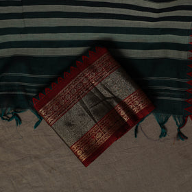 Dharwad Cotton 3pc Plain Unstitched Dress Material Suit Set with Zari Border 12