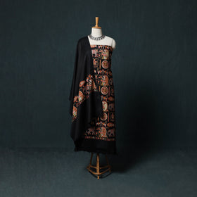 3pc Heavy Embroidered Wool Unstitched Dress Material Suit Set 24