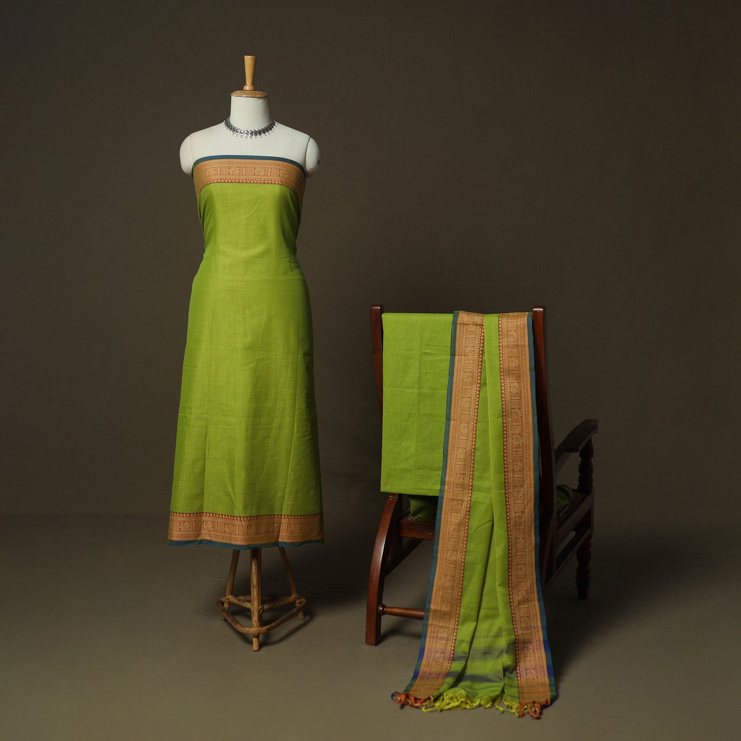 Dharwad Woven Cotton 3pc Unstitched Dress Material Suit Set 16