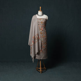 3pc Heavy Embroidered Wool Unstitched Dress Material Suit Set 25
