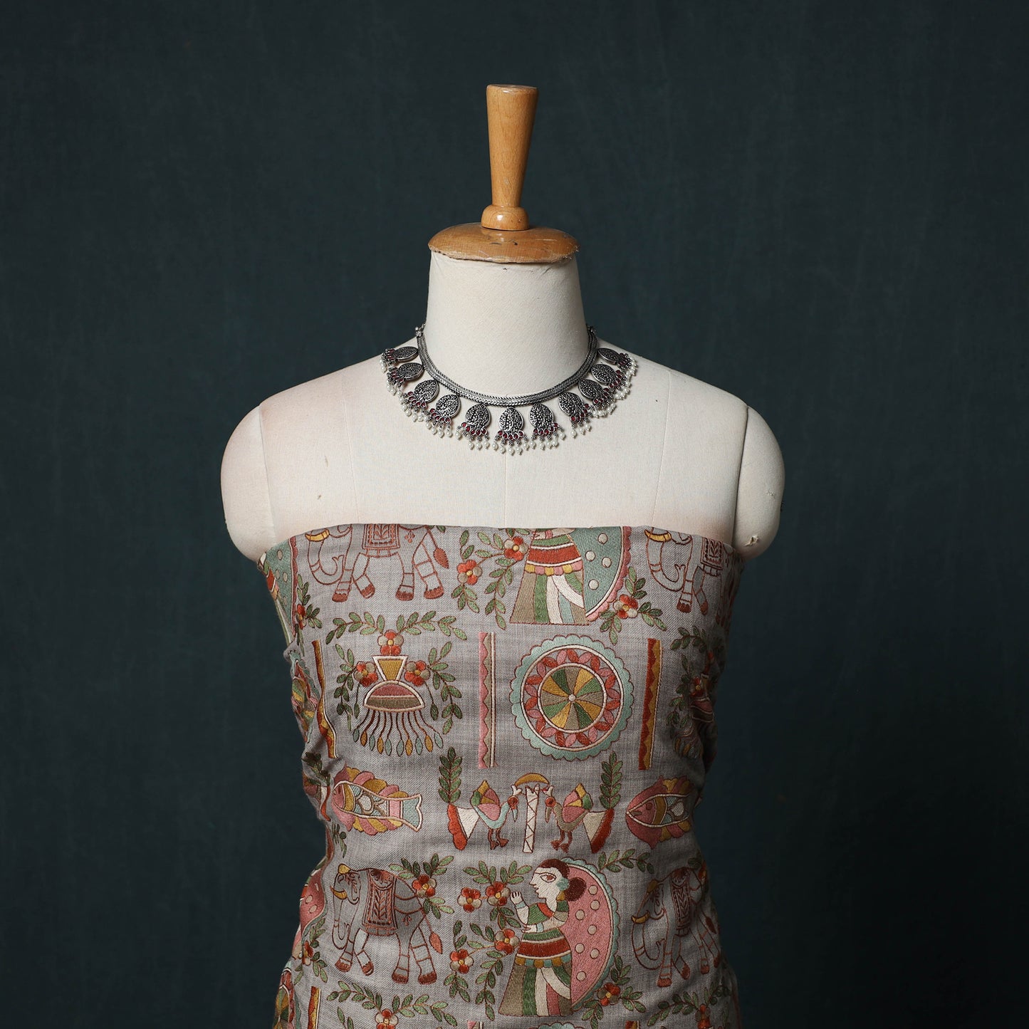 3pc Heavy Embroidered Wool Unstitched Dress Material Suit Set 25