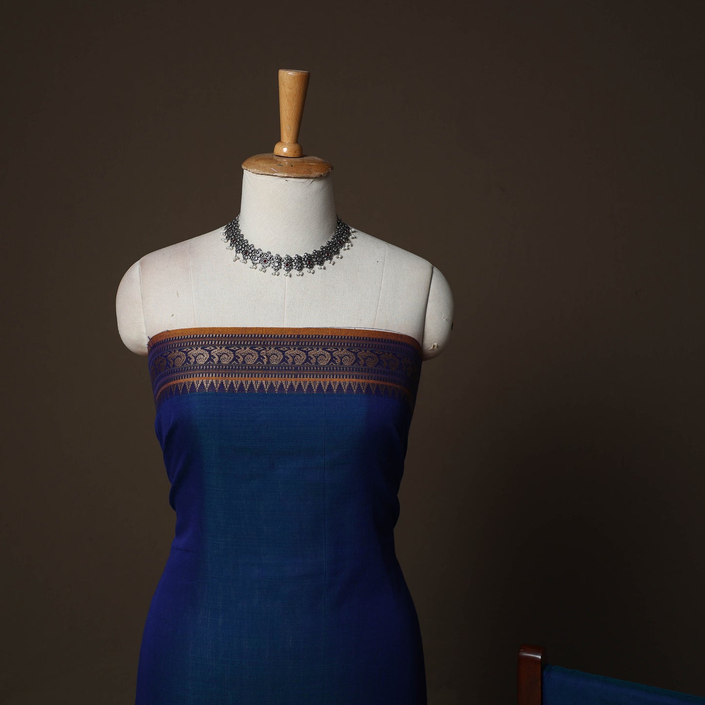 Dharwad Cotton 3pc Plain Unstitched Dress Material Suit Set with Woven Border 14