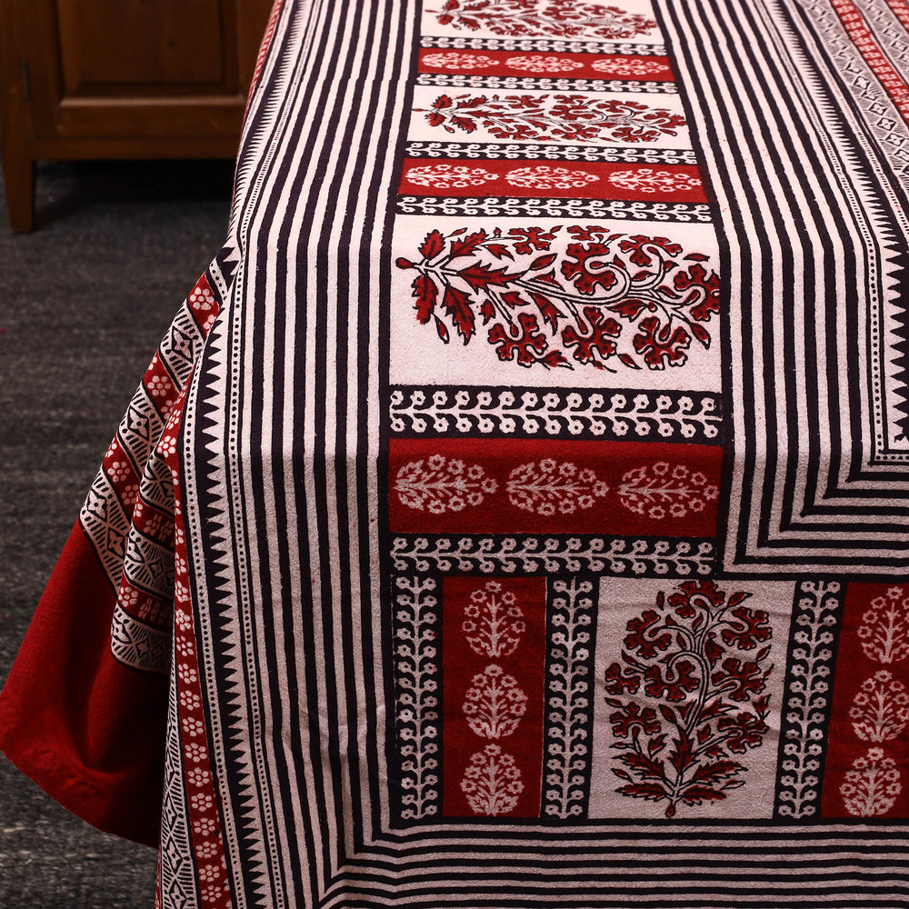 Red - Cotton Bagh Print Double Bedsheet with Pillow Covers 10