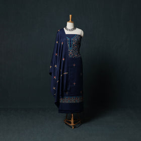 3pc Embroidered Wool Unstitched Dress Material Suit Set 08