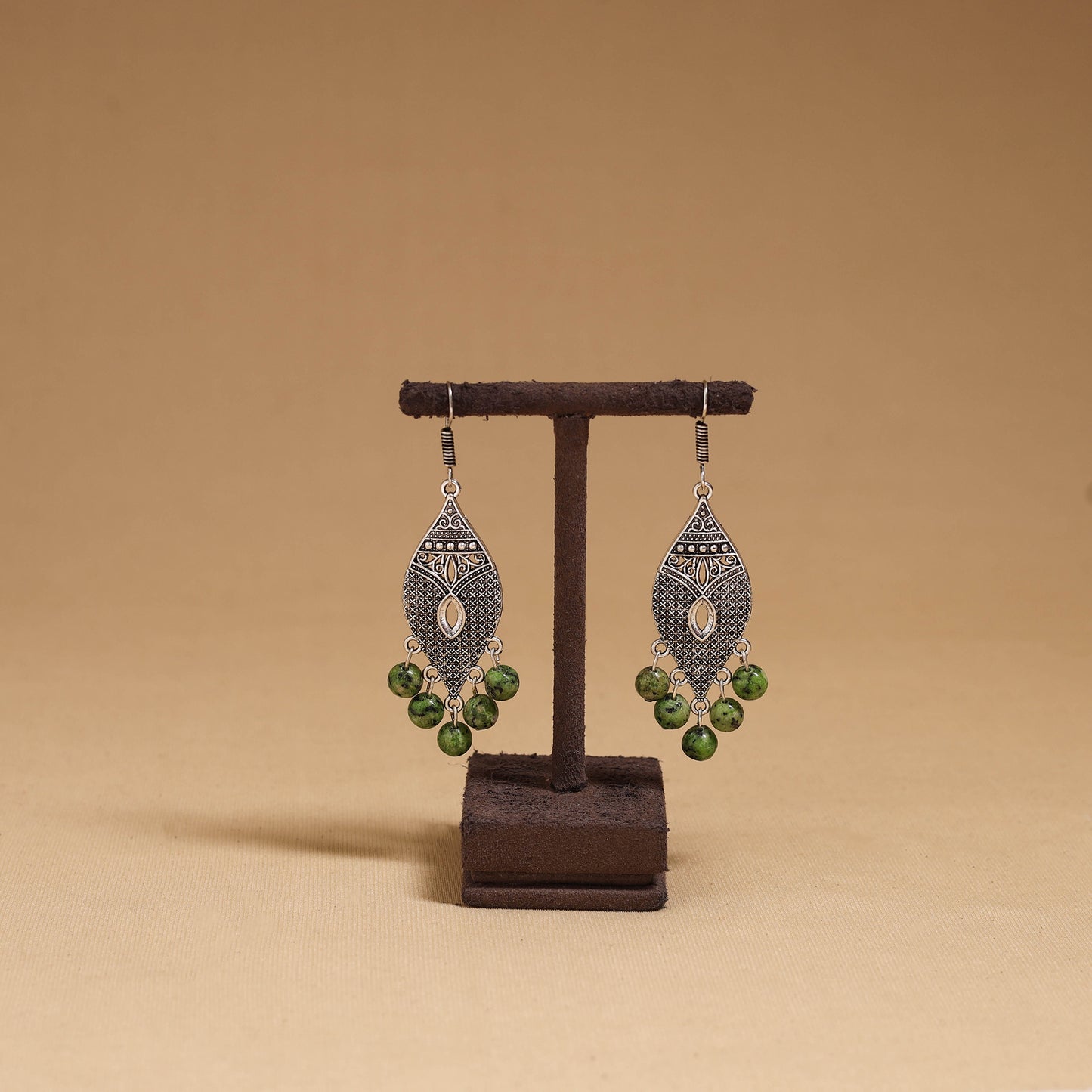Diya - German Silver Beaded Earrings 21