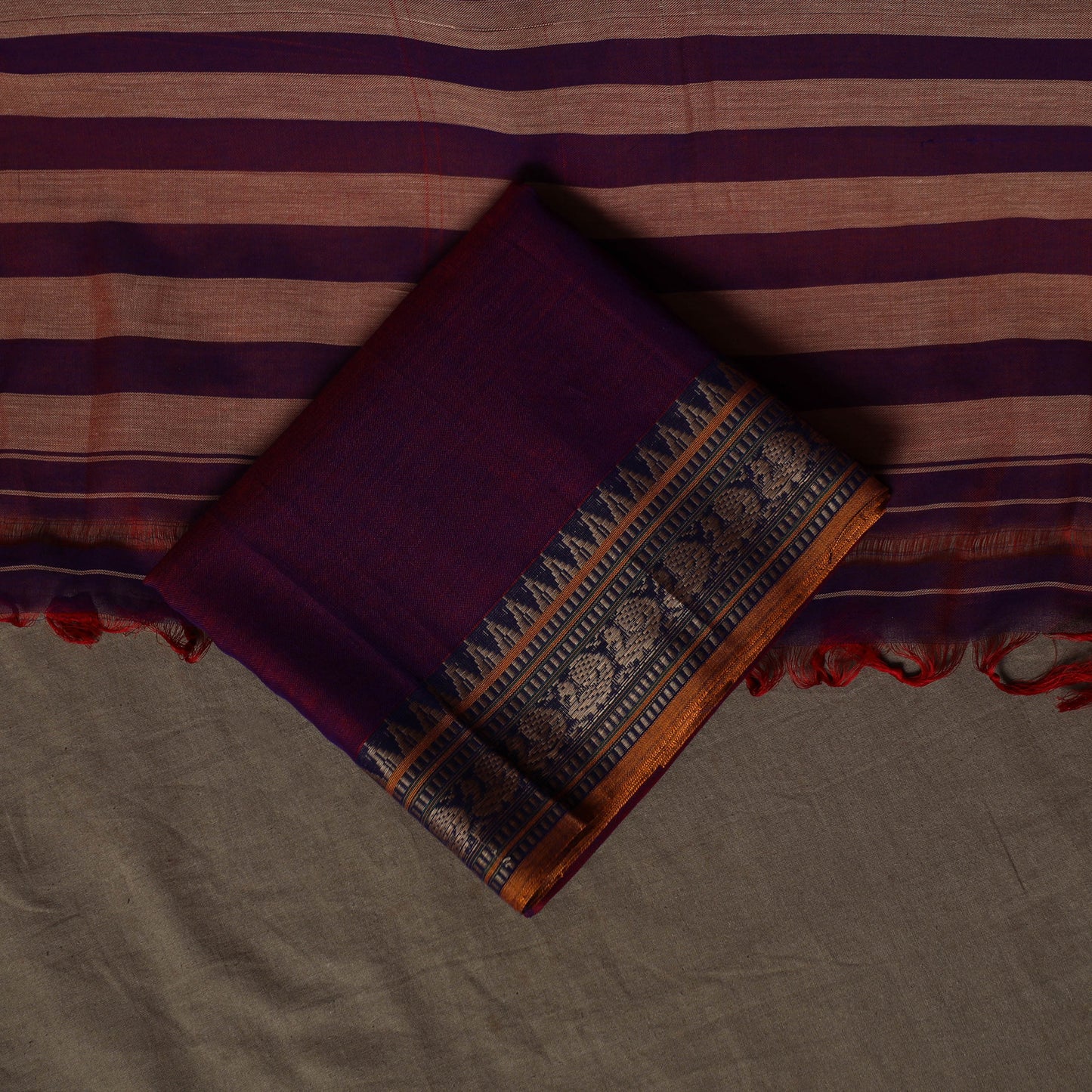 Dharwad Cotton 3pc Plain Unstitched Dress Material Suit Set with Woven Border 15