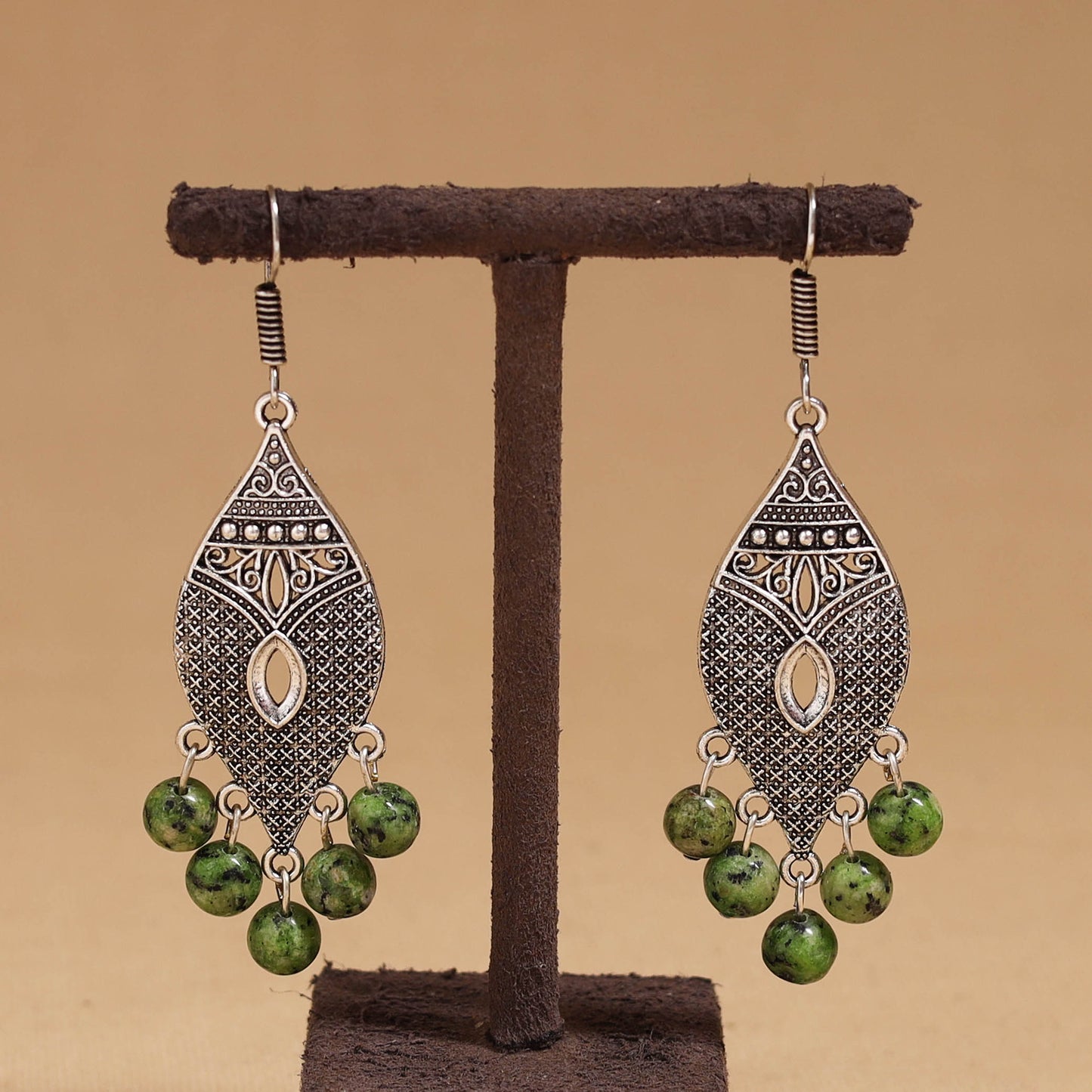 Diya - German Silver Beaded Earrings 21