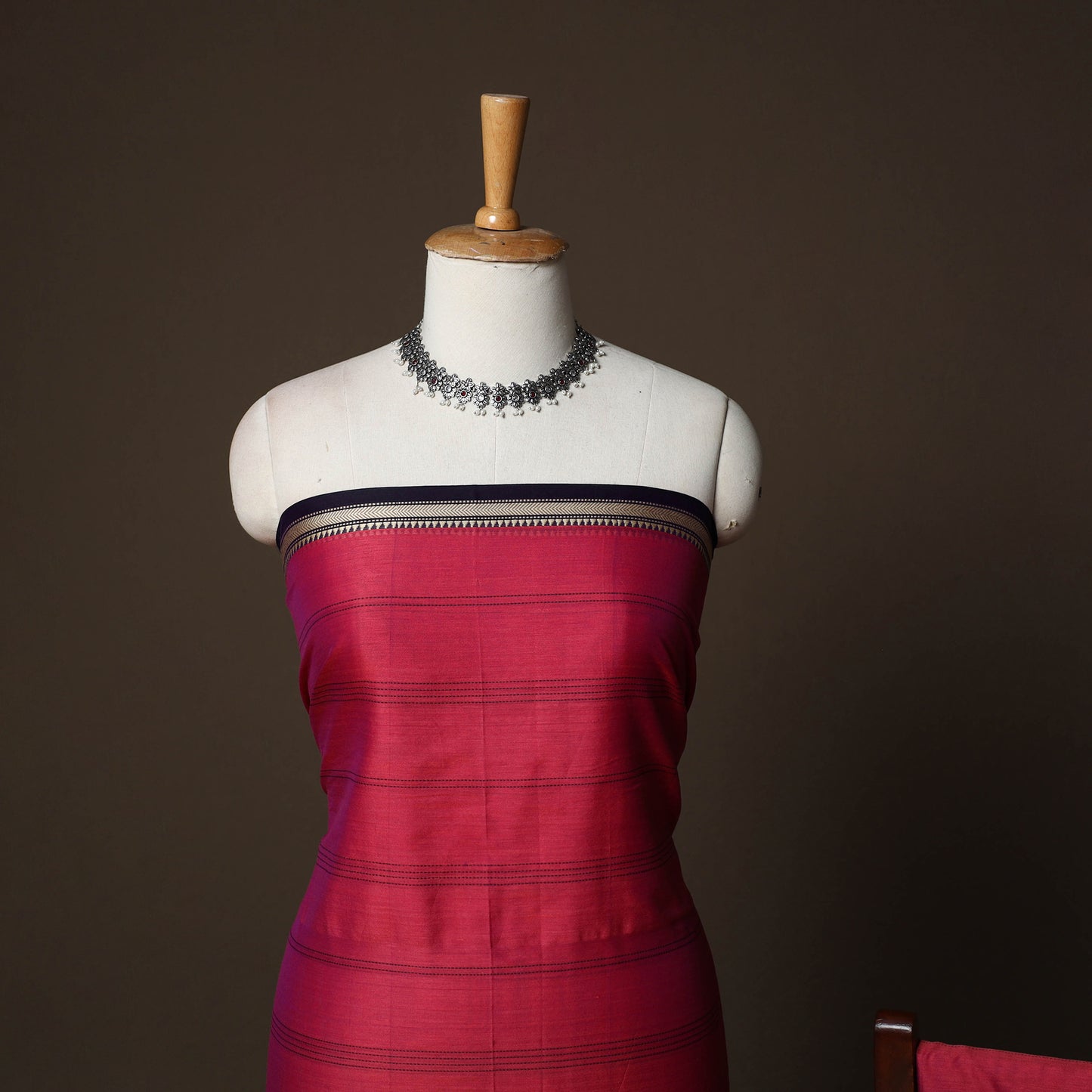 Dharwad Cotton 3pc Plain Unstitched Dress Material Suit Set with Woven Border 16