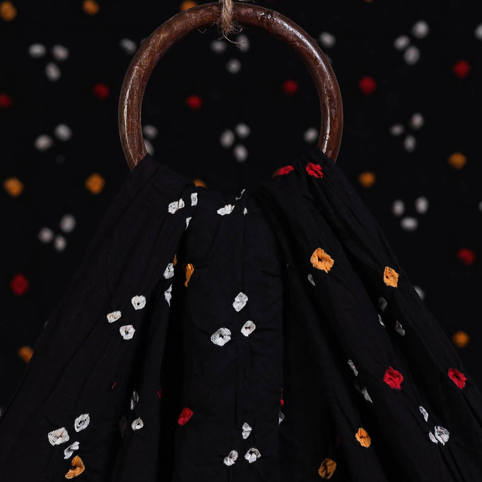 Black Kutch Tie-Dye Mul Cotton Bandhani Fabric