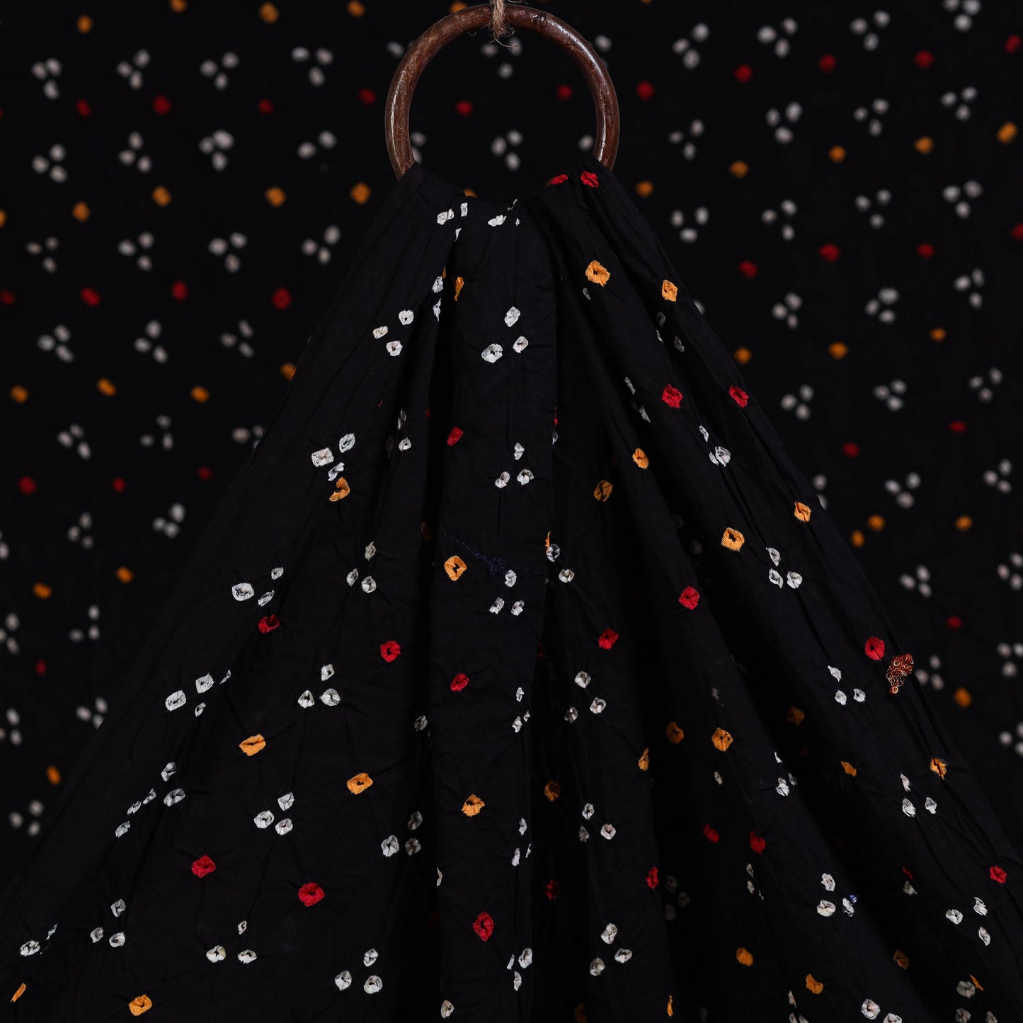 Black Kutch Tie-Dye Mul Cotton Bandhani Fabric