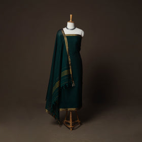 Dharwad Cotton 3pc Plain Unstitched Dress Material Suit Set with Zari Border 18