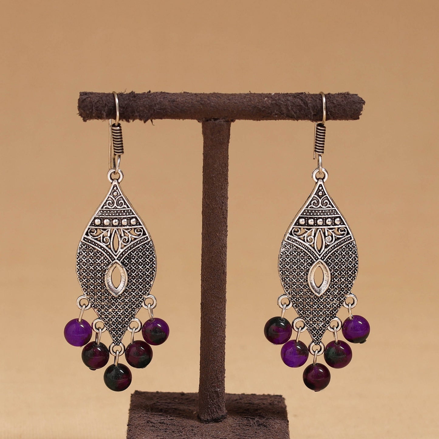 Nitya - German Silver Beaded Earrings 28