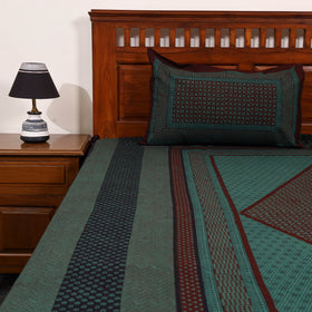 Green - cotton bagh double bedsheet with pillow covers 13